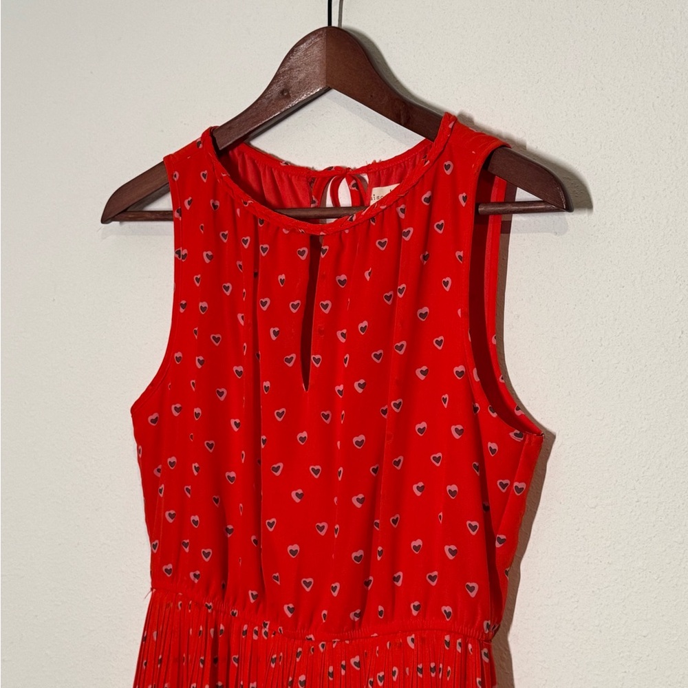 Maison Jules Red Heart Print Midi Dress